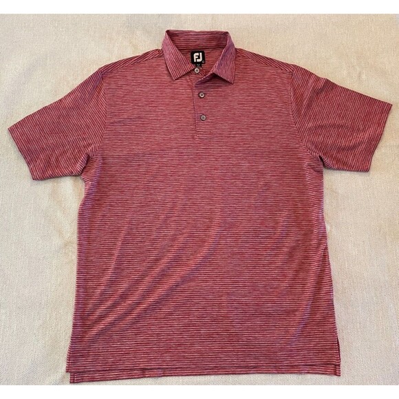 FootJoy Golf Men’s LARGE Striped Polo Shirt Casual Work Logo UA 230 SAN DIEGO - Picture 1 of 6